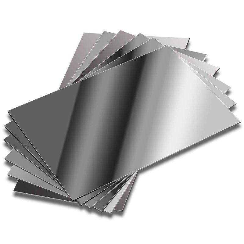 Elcoho 6 Pack Plastic Mirrors Decor Flexible Mirror Sheets Self Adhesive Mirror Tiles Silver Mirrors Board Card for Educational or Home Decor - Image 1